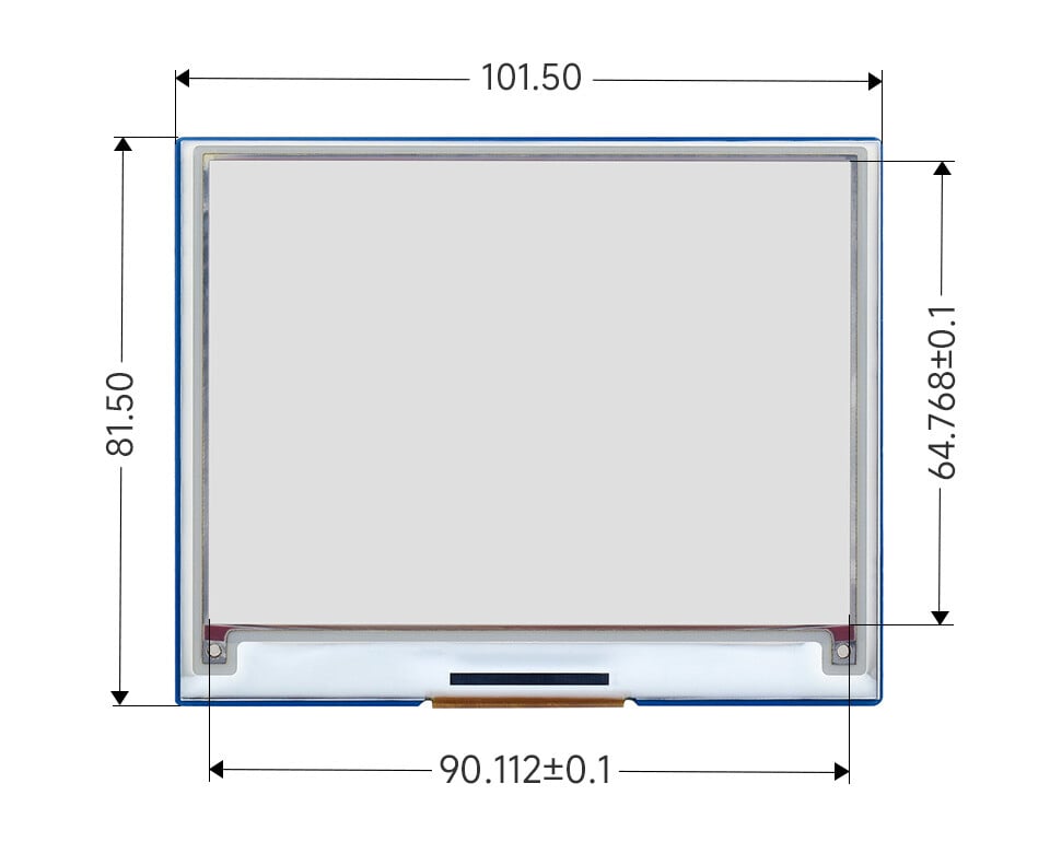 WaveShare 4,37 Zoll E-Paper Modul (G) 512x368 Rød/Gul/Sort/Hvid