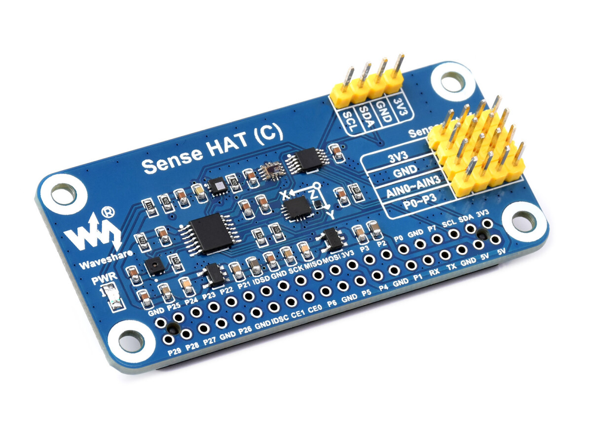 WaveShare Sense HAT (C) til Raspberry Pi, indbygget, kraftfuld sensor, understøtter eksterne sensorer