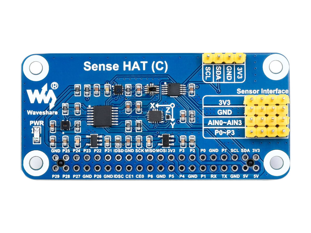WaveShare Sense HAT (C) til Raspberry Pi, indbygget, kraftfuld sensor, understøtter eksterne sensorer
