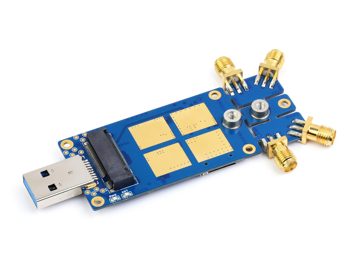 WaveShare 5G DONGLE Modul, fire antenner, USB3.1 aluminiumslegeringskøler, M.2 Key B interface