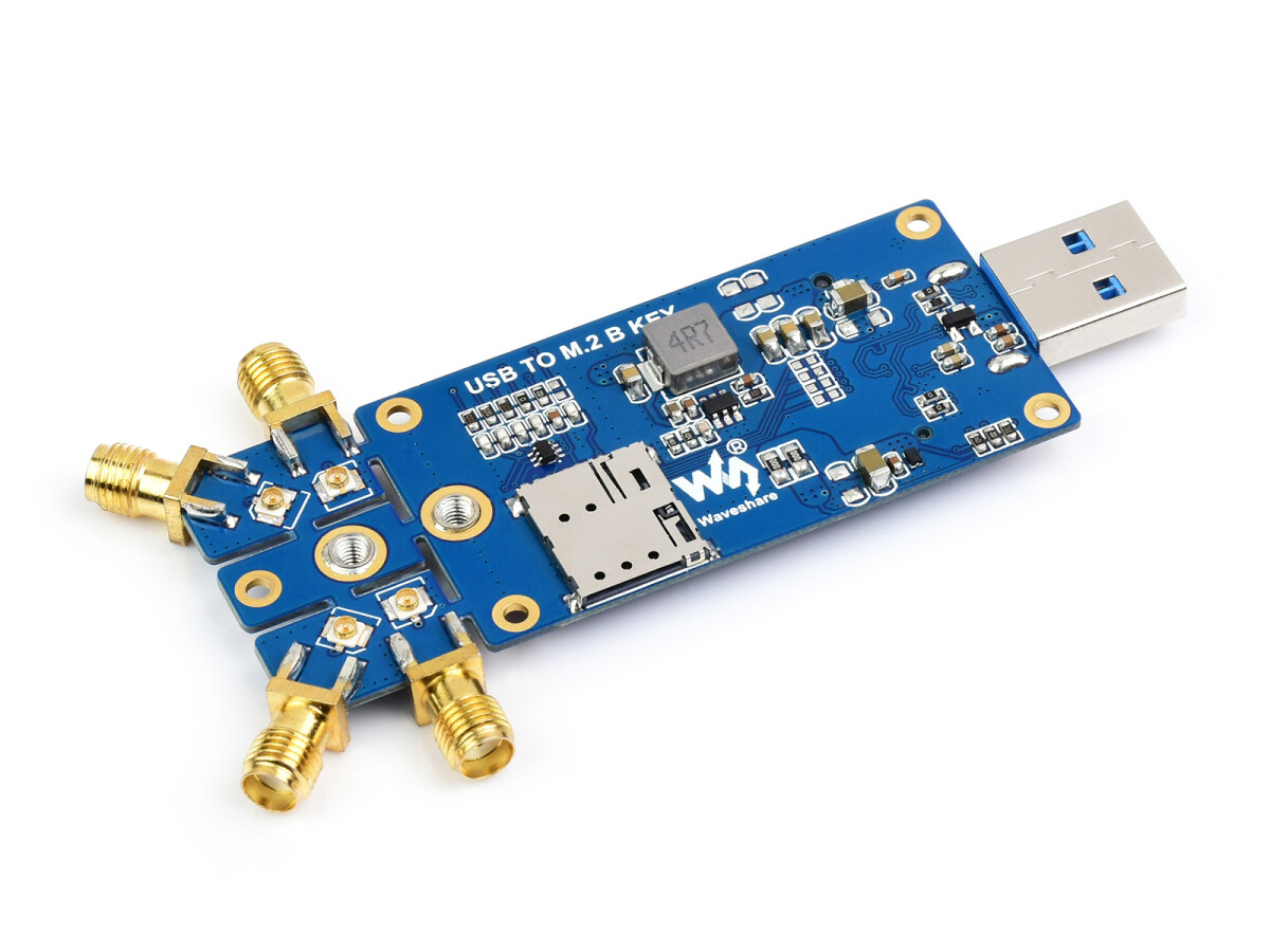 WaveShare 5G DONGLE Modul, fire antenner, USB3.1 aluminiumslegeringskøler, M.2 Key B interface