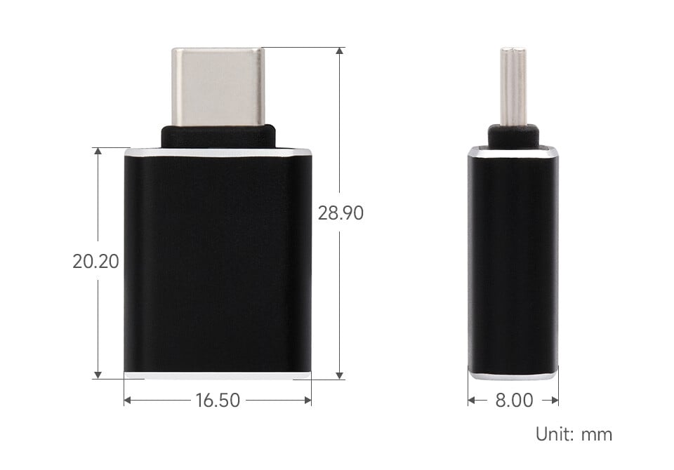 WaveShare USB Typ-C han til USB-A hun adapter OTG