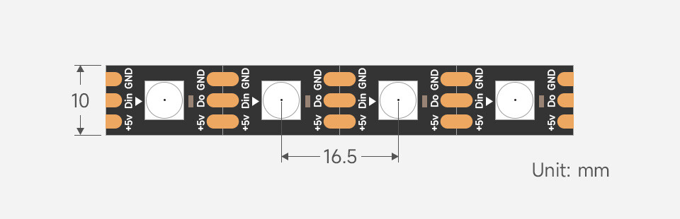 WaveShare WS2812 Digital RGB LED Strip Klipbar Programmerbar