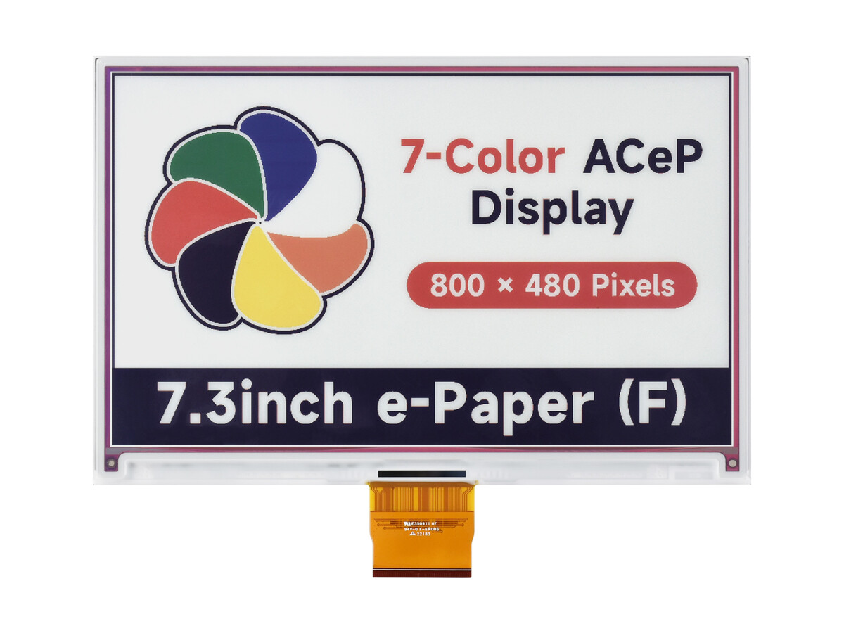 (Stoppet) WaveShare 7,3 Zoll ACeP 7-farvet e-Papir E-Ink rå display 800x480 Pixel