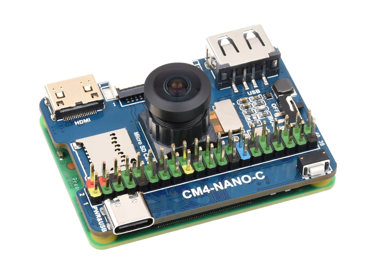 WaveShare Nano Base Board (C) til Raspberry Pi Compute Module 4, integreret 8MP kamera