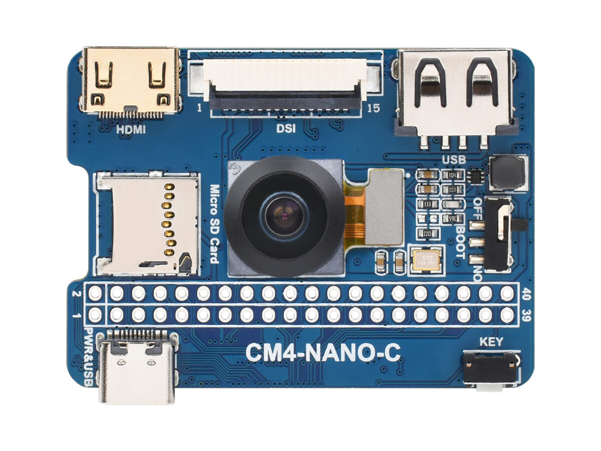 WaveShare Nano Base Board (C) til Raspberry Pi Compute Module 4, integreret 8MP kamera