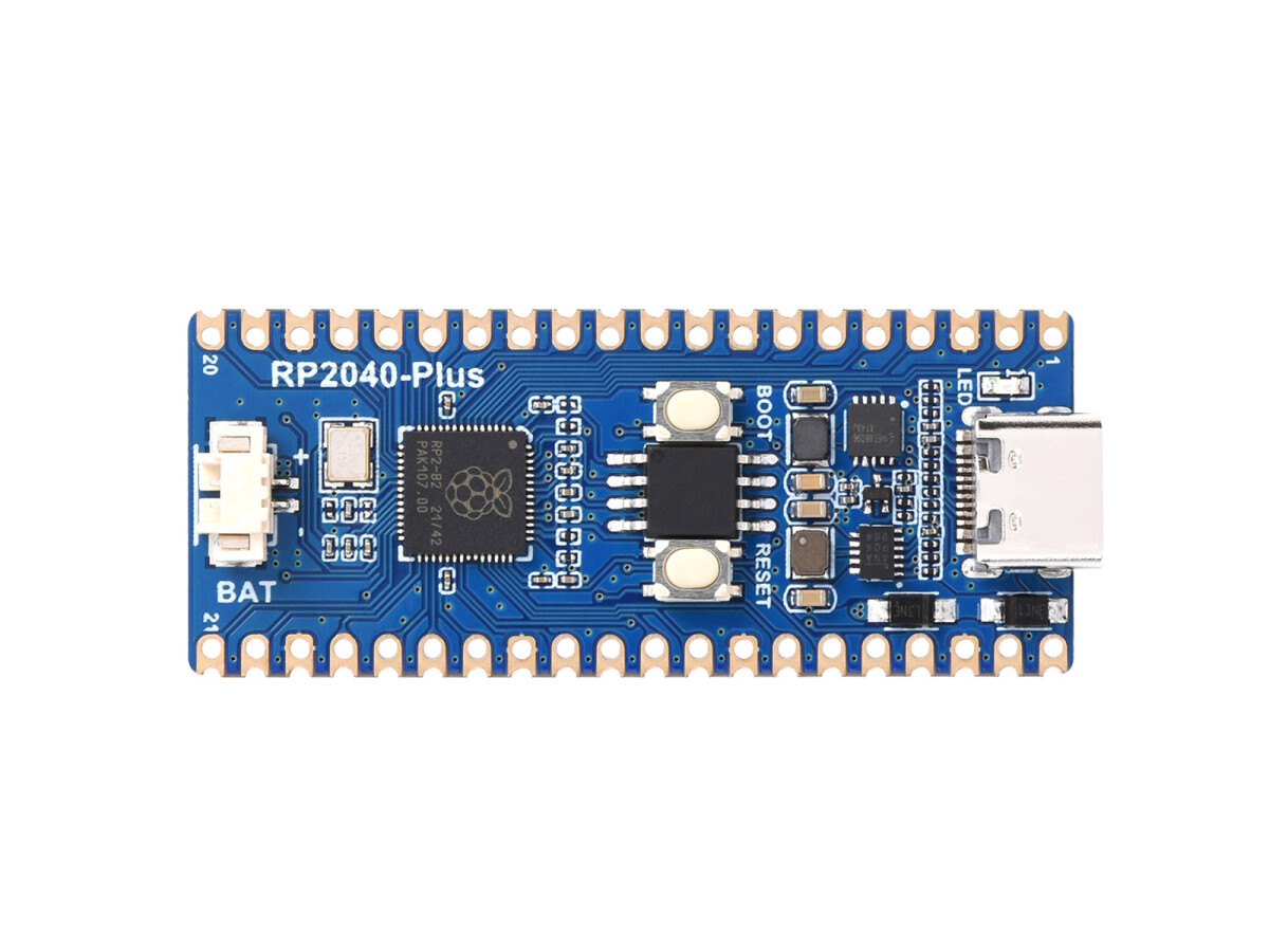WaveShare RP2040-Plus 16MB med header, en Pico-lignende MCU-kort baseret på Raspberry Pi MCU RP2040 Plus ver.