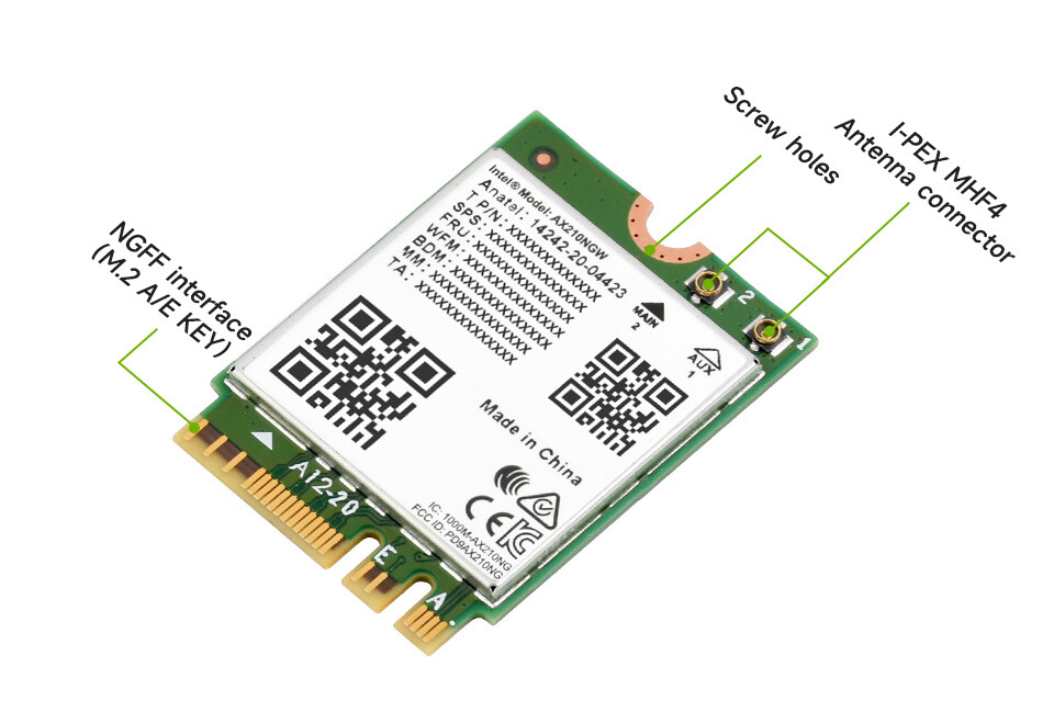 WaveShare Trådløs AX210 NIC Gigabit Tri-Band Wi-Fi 6E 802.11AX Standard Bluetooth 5.2