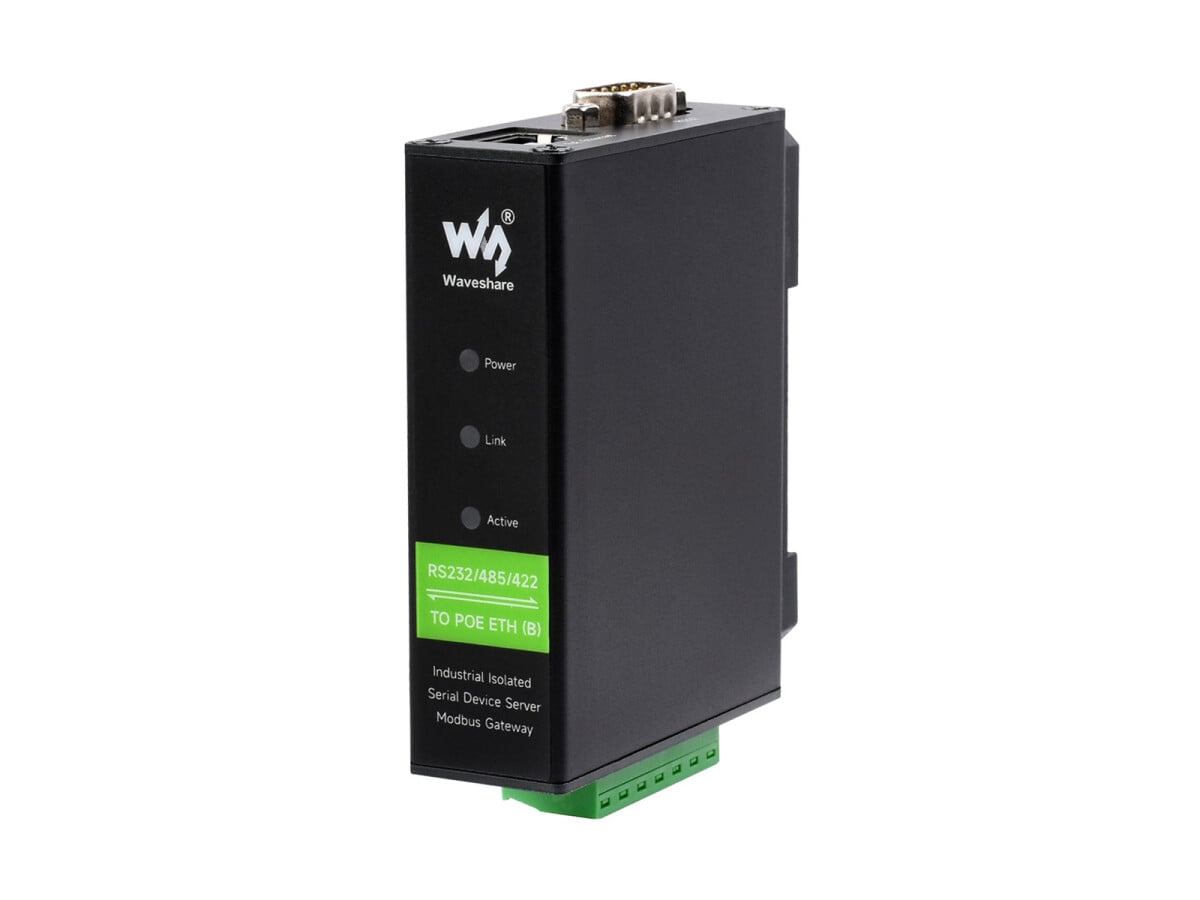 WaveShare Rail-Mount Serial Server RS232/485/422 til RJ45 Ethernet Modul TCP/IP til Serial med POE Funktion