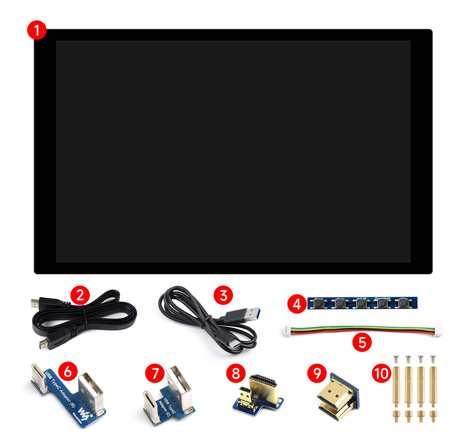 WaveShare 8-tommer kapacitivt touchdisplay 1280x800 IPS HDMI-interface optisk bundet, forstærket glaspanel