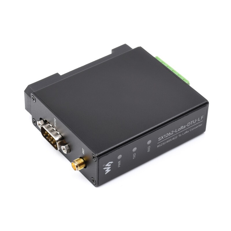 WaveShare Skinnemontér SX1262 LoRa Dataoverføringsenhed LF Version Kit med strømforsyning og seriekabler