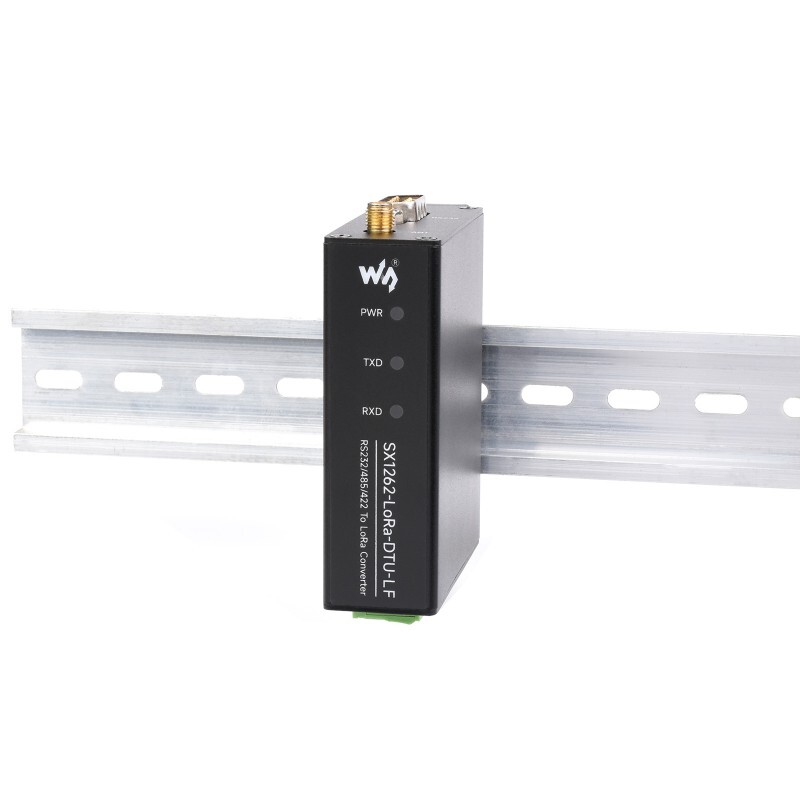 WaveShare Skinnemontér SX1262 LoRa Dataoverføringsenhed LF Version Kit med strømforsyning og seriekabler