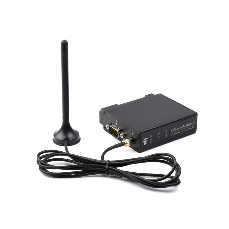 WaveShare Skinnemontér SX1262 LoRa Dataoverføringsenhed HF Version Kit med strømforsyning og seriekabler