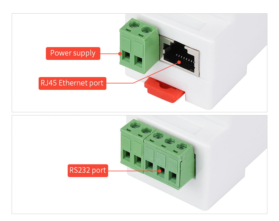 WaveShare Industrielt Seriell Server RS232 til RJ45 Ethernet TCP/IP til Seriell Støtte Monteringsbeslag