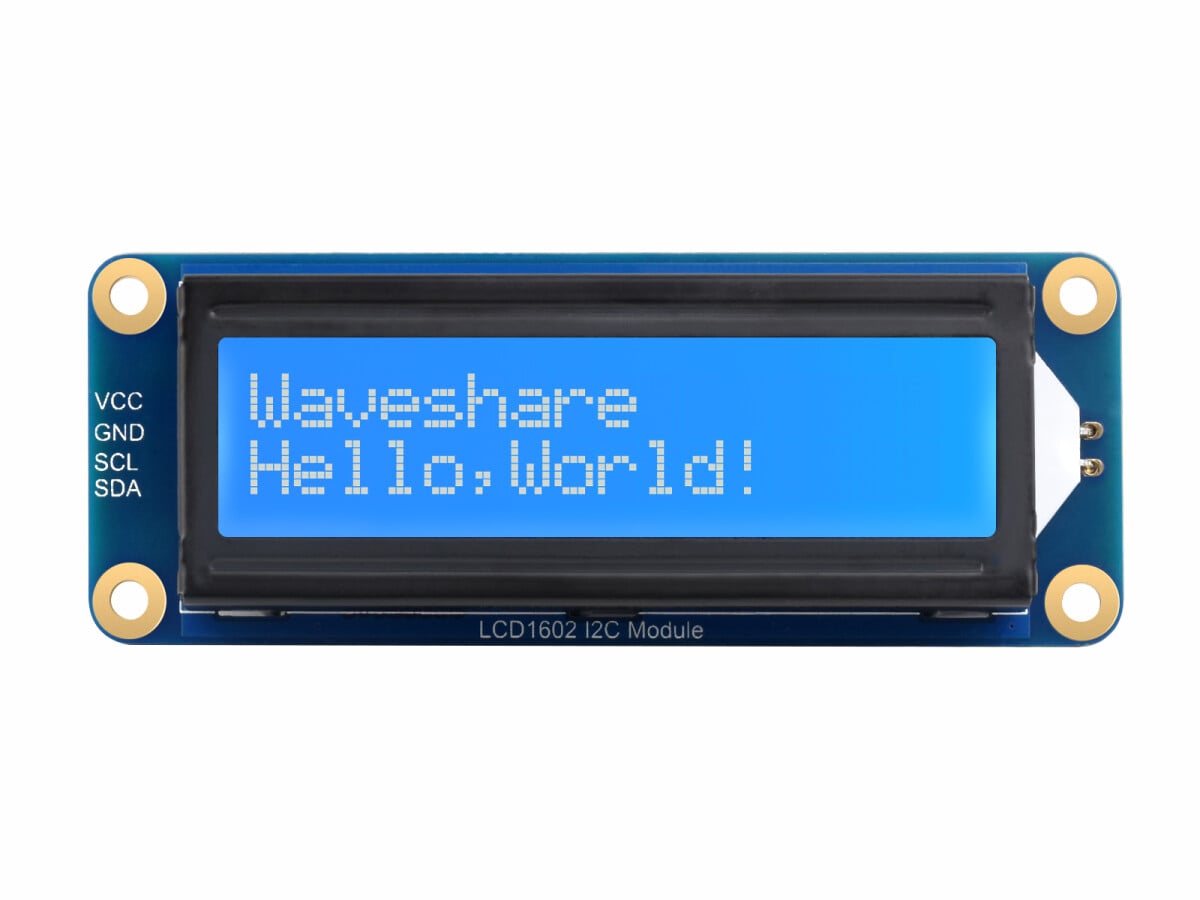 WaveShare LCD1602 I2C Modul 3.3V/5V 16x2 tegn Hvid på Blå