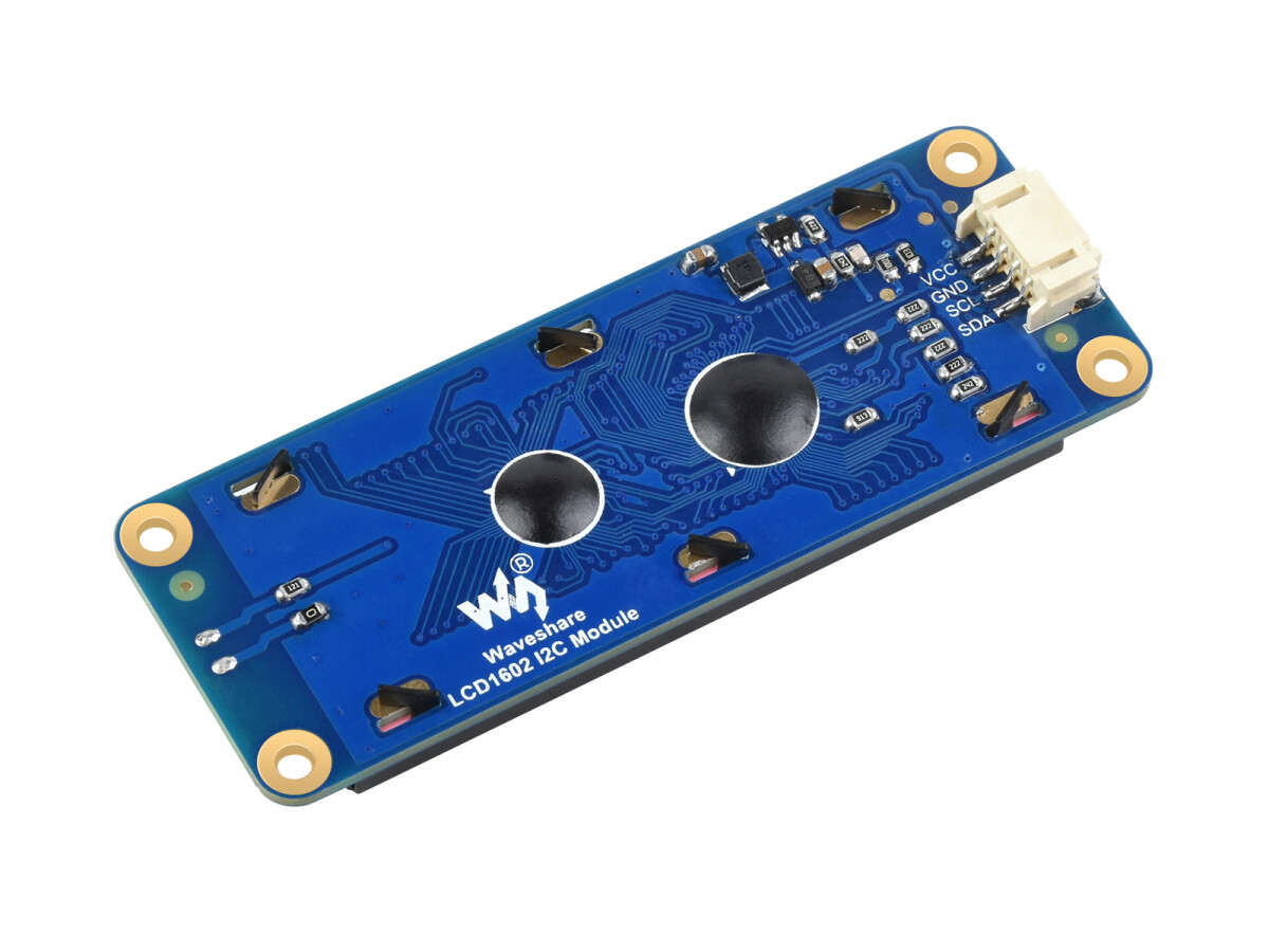 WaveShare LCD1602 I2C Modul 3.3V/5V 16x2 tegn Hvid på Blå