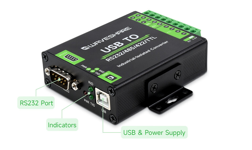 WaveShare FT232RNL USB TIL RS232/485/422/TTL Interface Konverter Industrielt Isolering