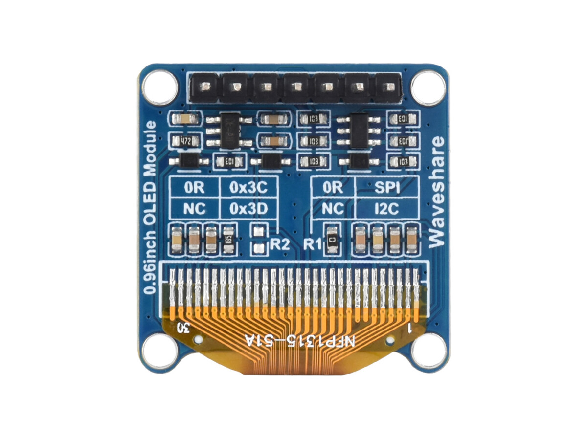 WaveShare 0,96 Zoll OLED-displaymodul Gul/Blå 128x64 SPI I2C