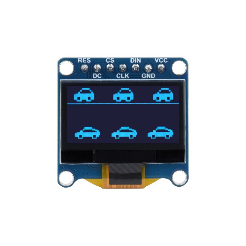 WaveShare 0,96 Zoll OLED-displaymodul, blåt på sort, 128x64 SPI I2C