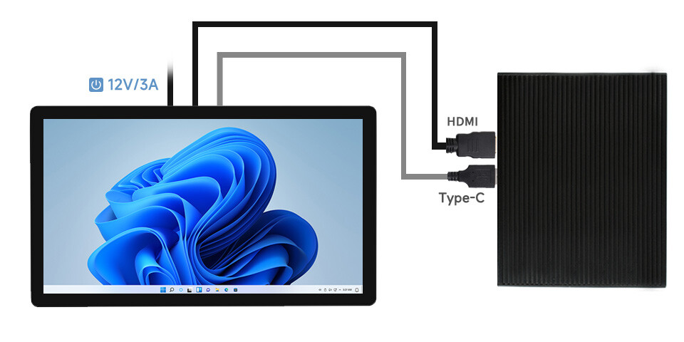 WaveShare 21,5 Zoll kapativer Touch-Monitor med 2 GB Raspberry Pi 4B Full HD 1080x1920 HDMI 10-punkts touch