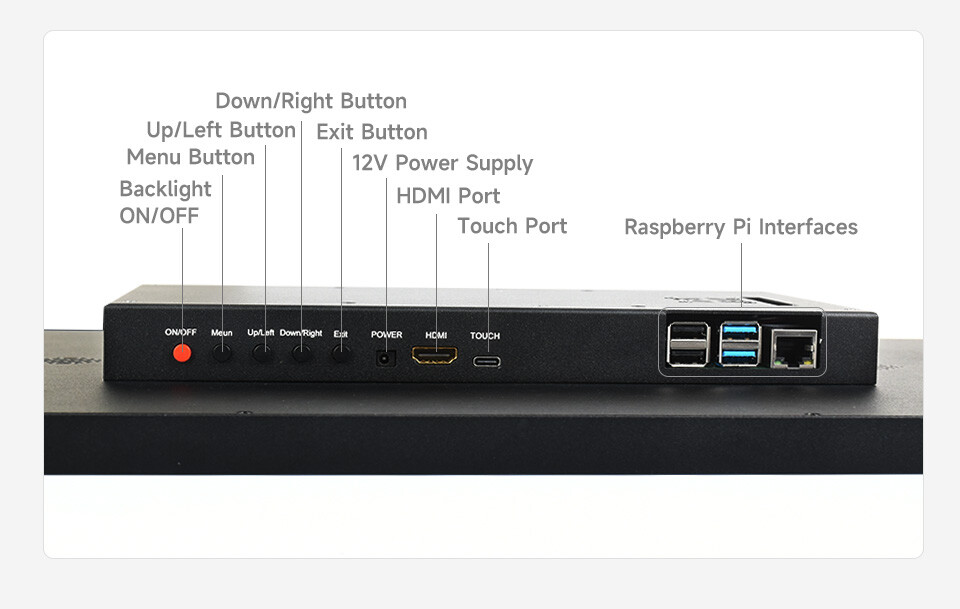 WaveShare 21,5 Zoll kapativer Touch-Monitor med 2 GB Raspberry Pi 4B Full HD 1080x1920 HDMI 10-punkts touch