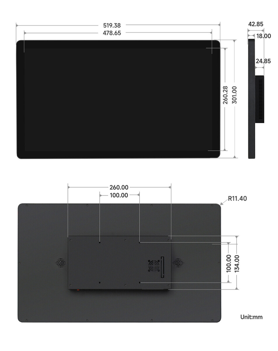WaveShare 21,5 Zoll kapativer Touch-Monitor med 2 GB Raspberry Pi 4B Full HD 1080x1920 HDMI 10-punkts touch