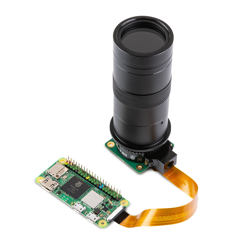 WaveShare 100X Industrimicroscopelinse med C/CS-montering til Raspberry Pi HQ Kamera