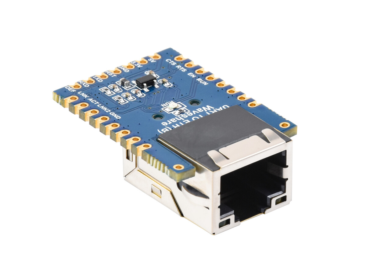 WaveShare TTL UART to Ethernet Mini Modul med gevejrsømhuller Med immersion guld design Høj integreret emballage
