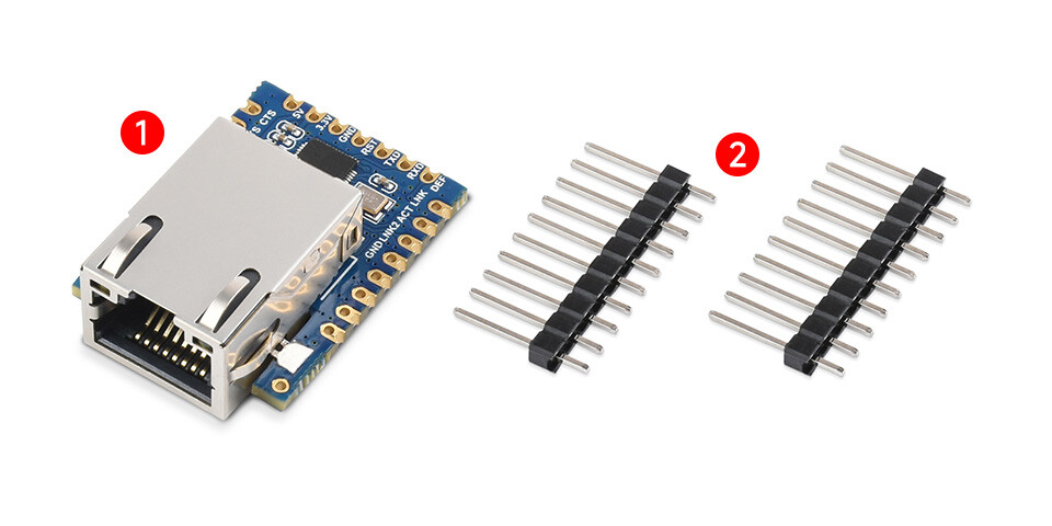 WaveShare TTL UART to Ethernet Mini Modul med gevejrsømhuller Med immersion guld design Høj integreret emballage