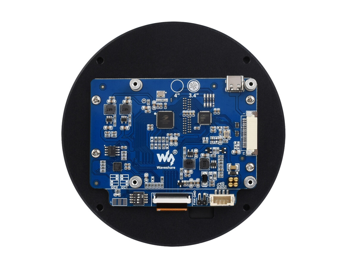 WaveShare 3,4 Zoll DSI Rundt Touch Display 800x800 IPS til Raspberry Pi 10-Punkt Touch