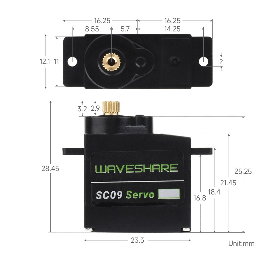 WaveShare SC09 Seriebus-servo 2,3 kgcm