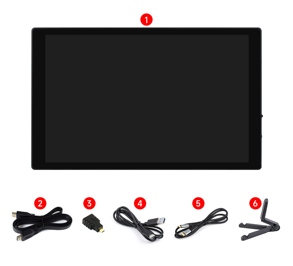 WaveShare 8 Zoll Kapazitiver Touch Display 1280×800 HDMI/Type-C Display Schnittstelle Optisk gebundene, gehärtetes Glaspanel