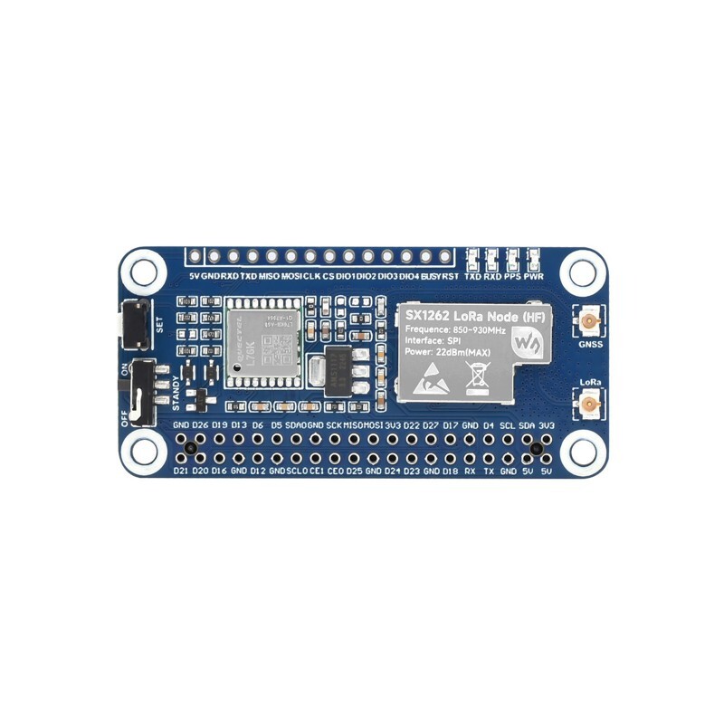 WaveShare SX1262 LoRaWAN Node Modul Udvidelsesplade 868 MHz med GNSS-funktion til Raspberry Pi