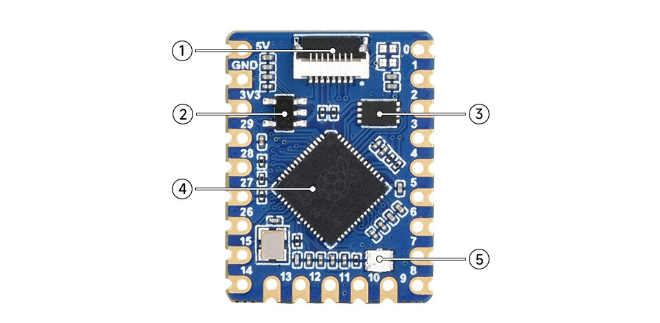 WaveShare RP2040 Tiny Development Board Kit med USB Port Adapter Board FPC Kabel