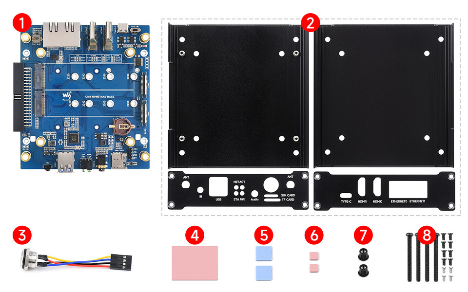 WaveShare NAS Multi-Funktionel Mini-Computer uden Raspberry Pi CM4, Netværkslager med to SSD-slots