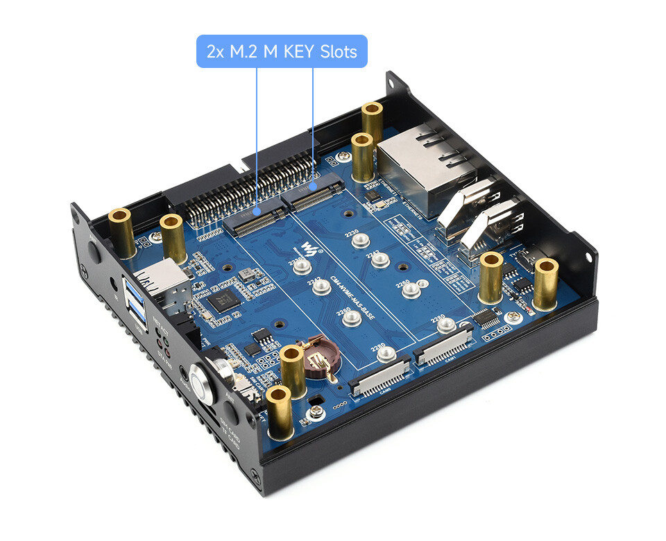 WaveShare NAS Multi-Funktionel Mini-Computer uden Raspberry Pi CM4, Netværkslager med to SSD-slots