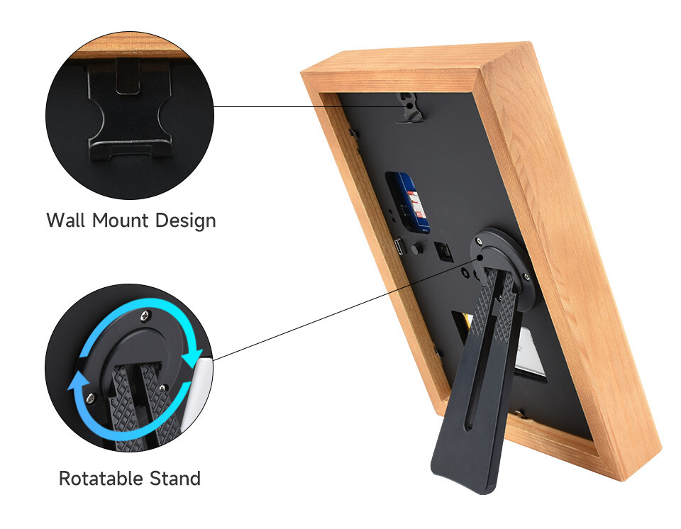 WaveShare 7,3 Zoll ACeP 7-farvet E-Papir med solidt træramme 800 x 480 uden batterier