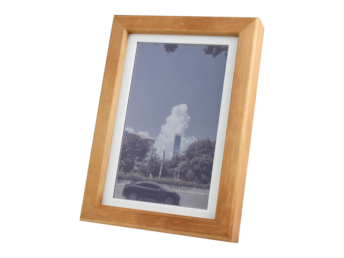 WaveShare 7,3 Zoll ACeP 7-farvet E-Paper Solid Wood Photo Frame 800x480 med batterier