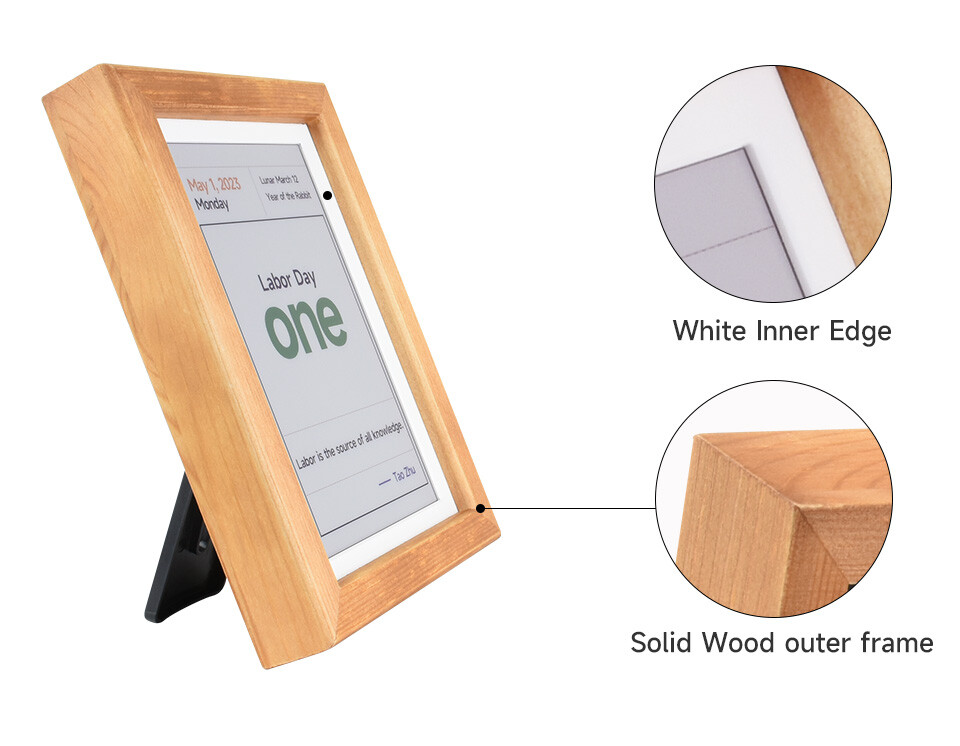 WaveShare 7,3 Zoll ACeP 7-farvet E-Paper Solid Wood Photo Frame 800x480 med batterier