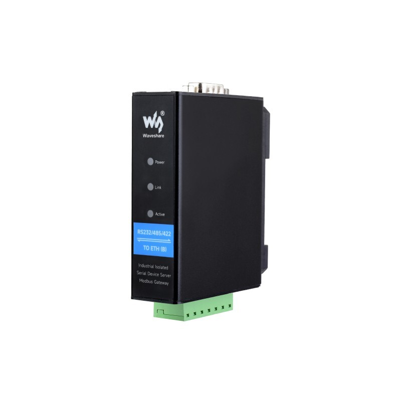 WaveShare Rail-Mount Serial Server, RS232/485/422 til RJ45 Ethernet Modul, TCP/IP til Serial