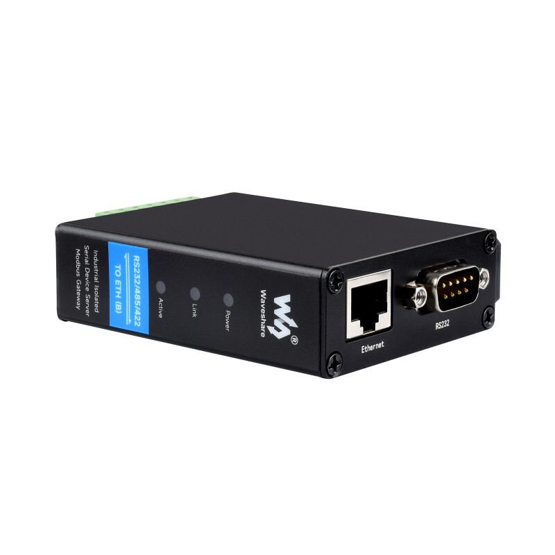 WaveShare Rail-Mount Serial Server, RS232/485/422 til RJ45 Ethernet Modul, TCP/IP til Serial