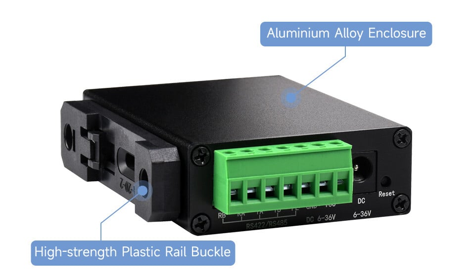 WaveShare Rail-Mount Serial Server, RS232/485/422 til RJ45 Ethernet Modul, TCP/IP til Serial
