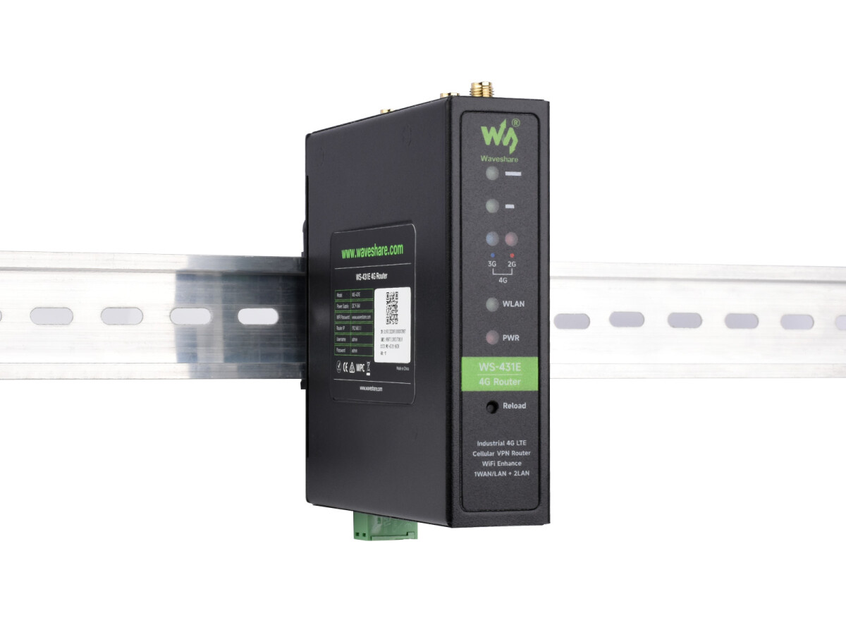 WaveShare Industriemodel 4G LTE Router med 3x Ethernet-porte, flere VPN-protokoller, WIFI – Hurtig internetadgang, Dual Qualcomm-chips