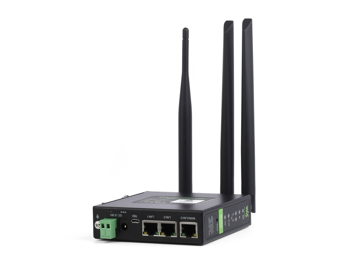 WaveShare Industriemodel 4G LTE Router med 3x Ethernet-porte, flere VPN-protokoller, WIFI – Hurtig internetadgang, Dual Qualcomm-chips
