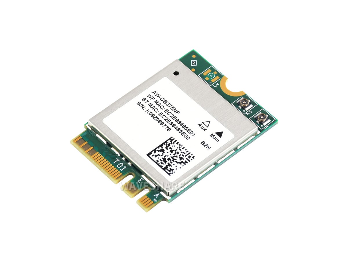 WaveShare AW-CB375NF Dual-Band trådløs NIC 2.4G/5GHz Dual-band WiFi 5, RTL8822CE-CG kerne, BLE Bluetooth 5.0
