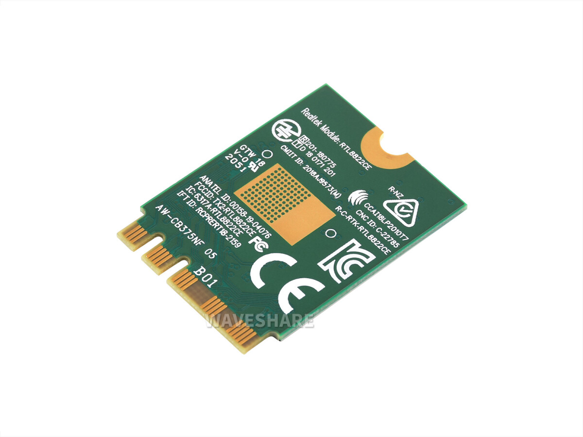 WaveShare AW-CB375NF Dual-Band trådløs NIC 2.4G/5GHz Dual-band WiFi 5, RTL8822CE-CG kerne, BLE Bluetooth 5.0