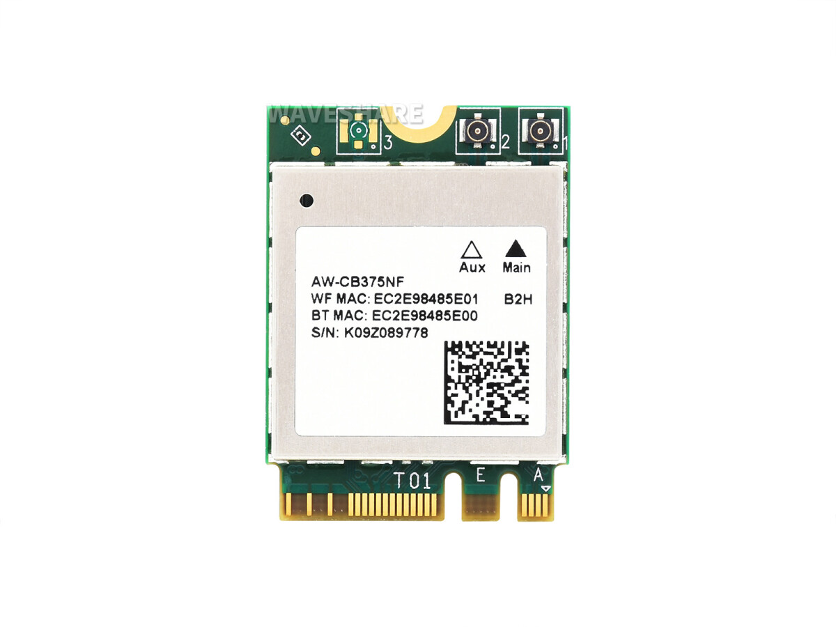 WaveShare AW-CB375NF Dual-Band trådløs NIC 2.4G/5GHz Dual-band WiFi 5, RTL8822CE-CG kerne, BLE Bluetooth 5.0