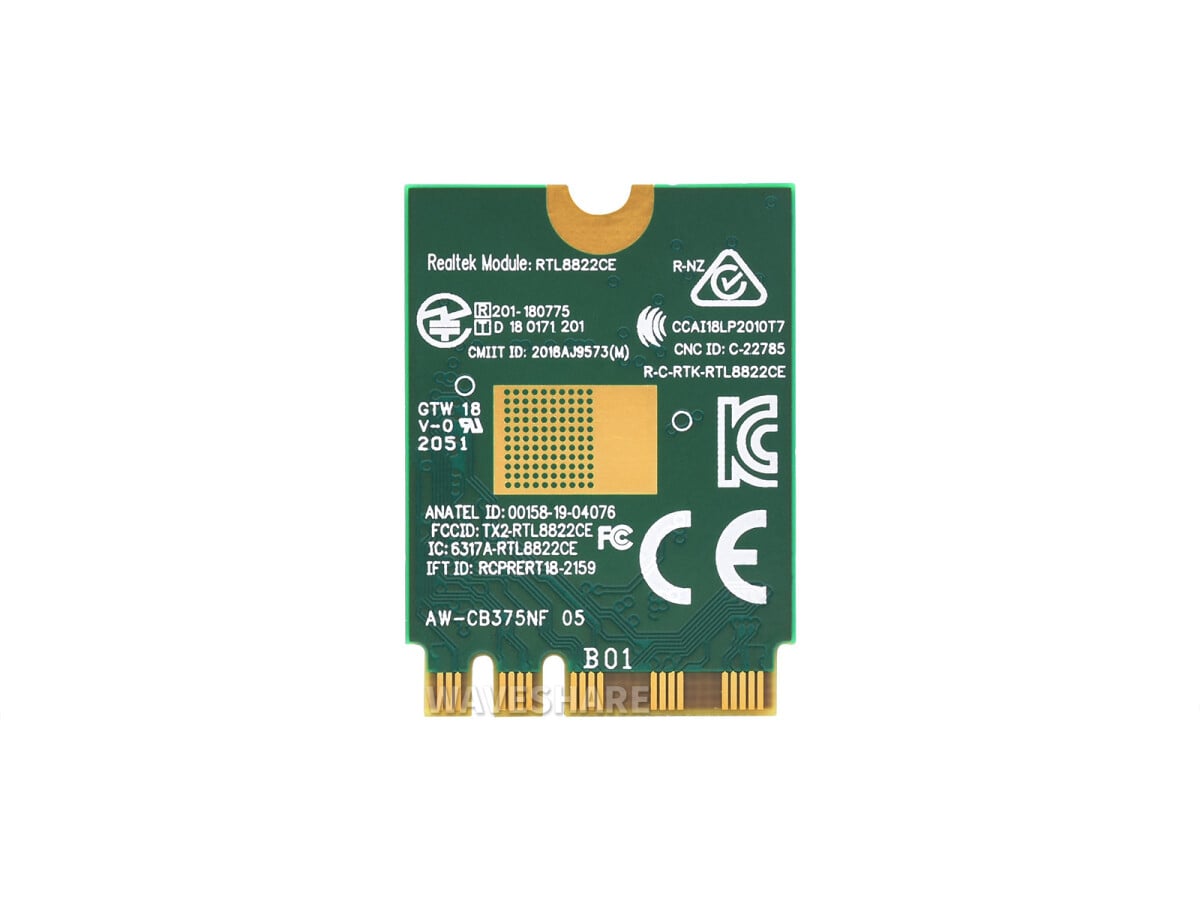 WaveShare AW-CB375NF Dual-Band trådløs NIC 2.4G/5GHz Dual-band WiFi 5, RTL8822CE-CG kerne, BLE Bluetooth 5.0