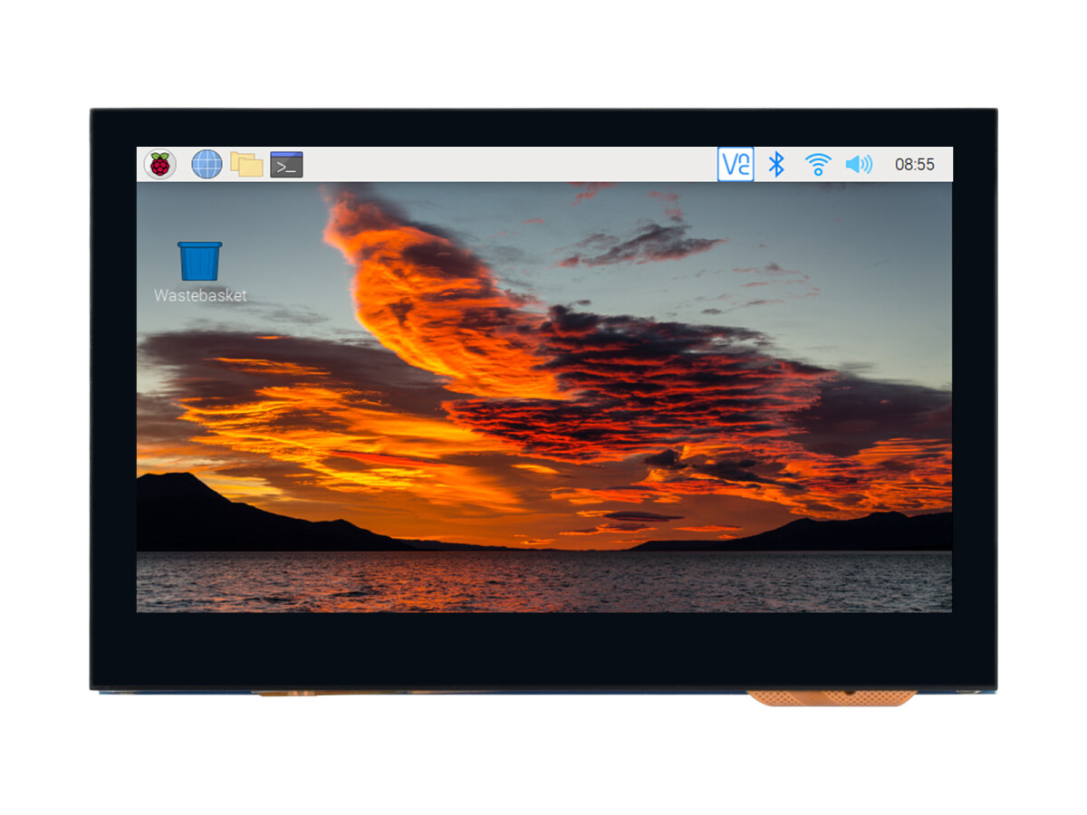 WaveShare 4,3 Zoll QLED-display med DSI-interface, 800x480, integreret struktur, robust glaspanel