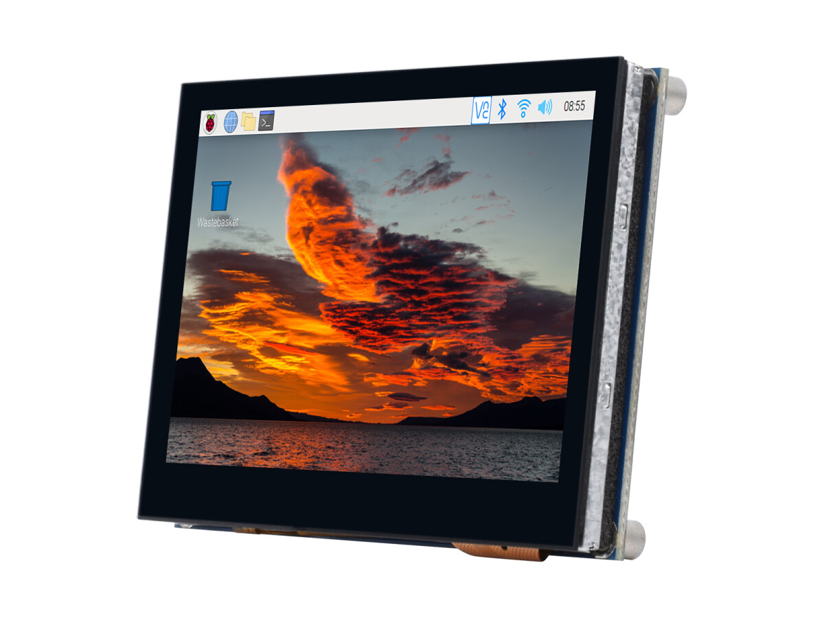 WaveShare 4,3 Zoll QLED-display med DSI-interface, 800x480, integreret struktur, robust glaspanel
